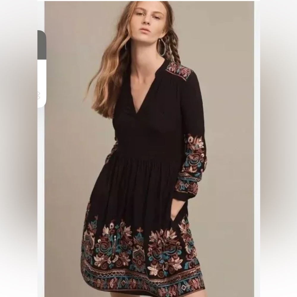 Anthropologie Floreat Embroidered Dress, M